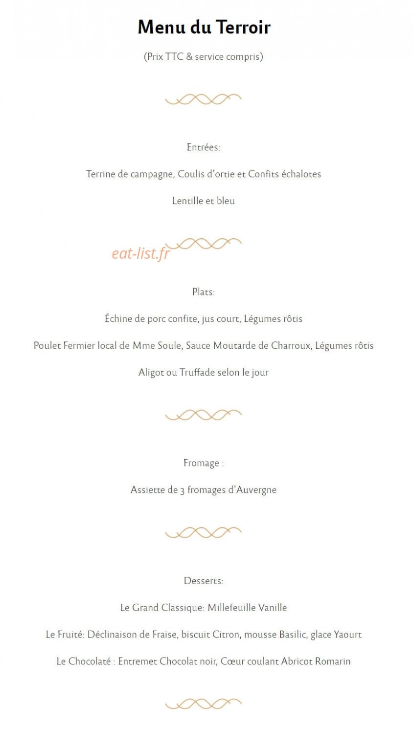 Auberge de l'Allagnonette — carte page 1