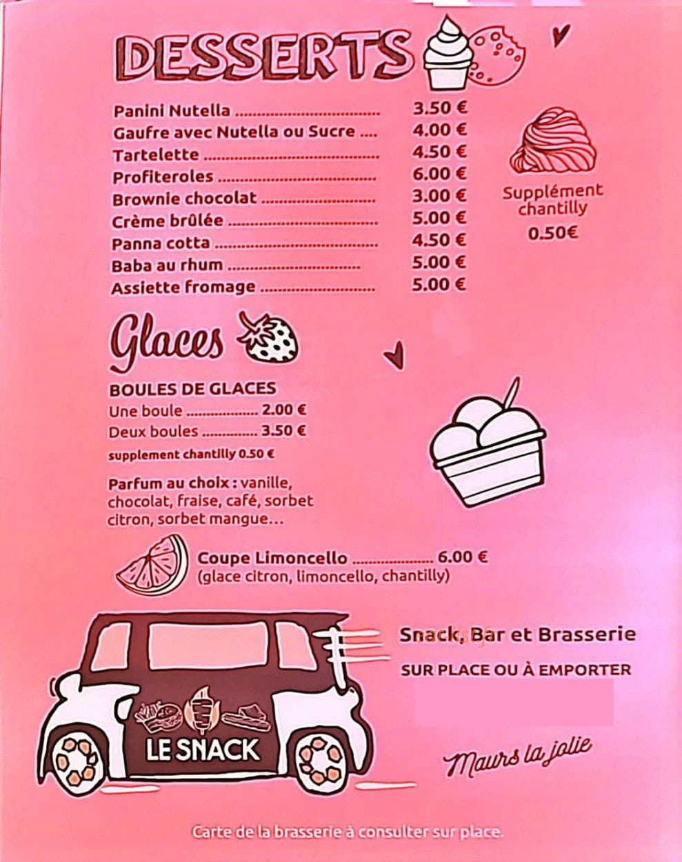 Le snack — carte page 2