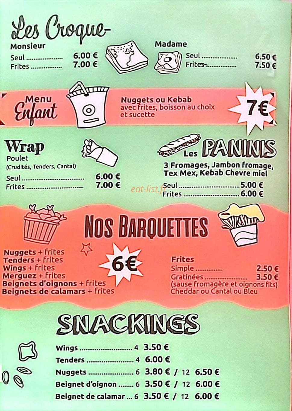 Le snack — carte page 3
