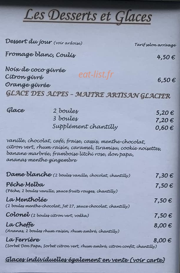 Chez Lauret La Ferrière — carte page 2