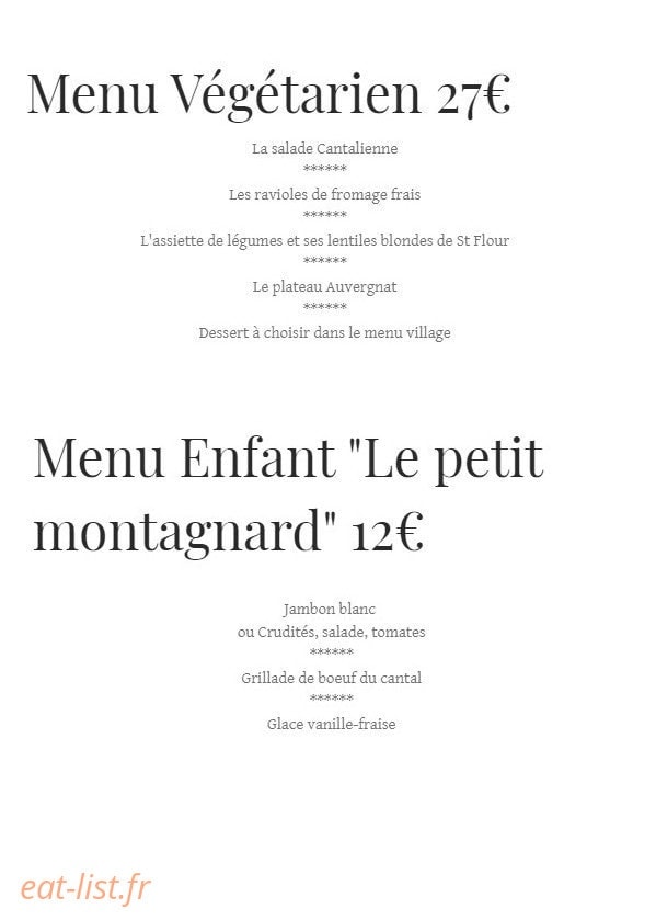 La table de l'Auberge des Montagnes — carte page 4