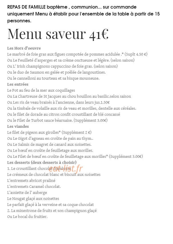 La table de l'Auberge des Montagnes — carte page 3