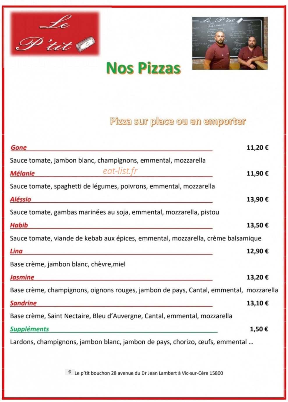 Le P'tit Bouchon — carte page 1