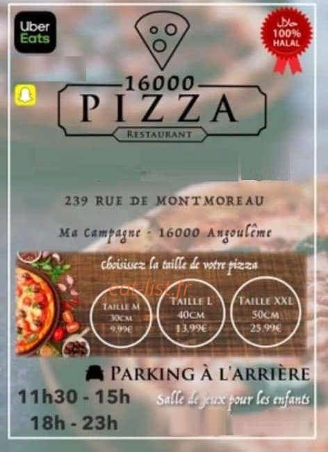 16000 pizza — carte page 1