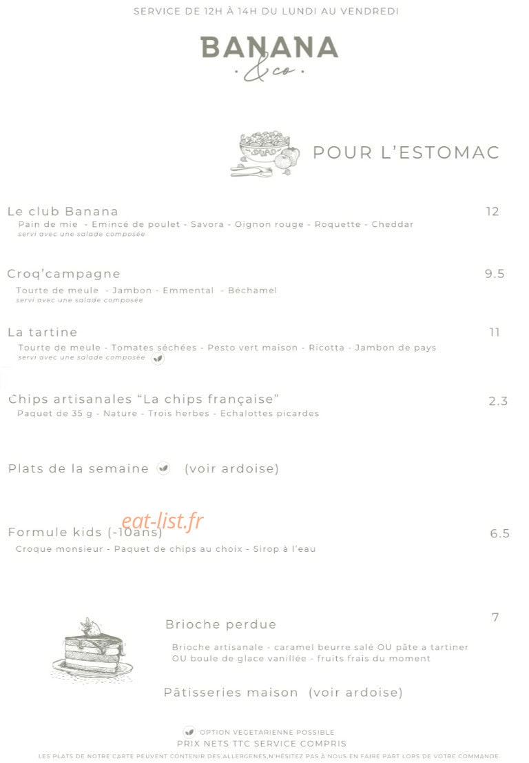 Banana & Co — carte page 1