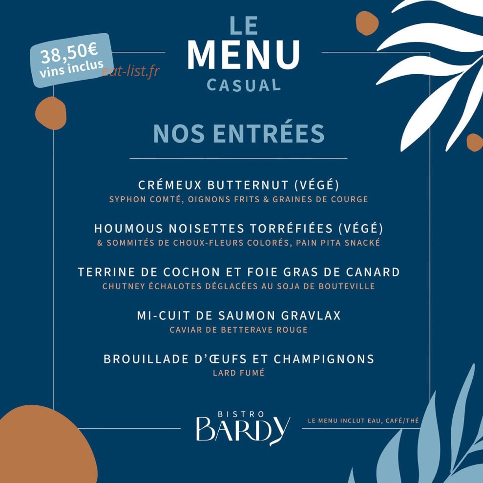 Bistro Bardy — carte page 1