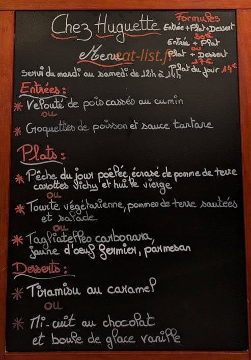 Chez Huguette — carte page 1