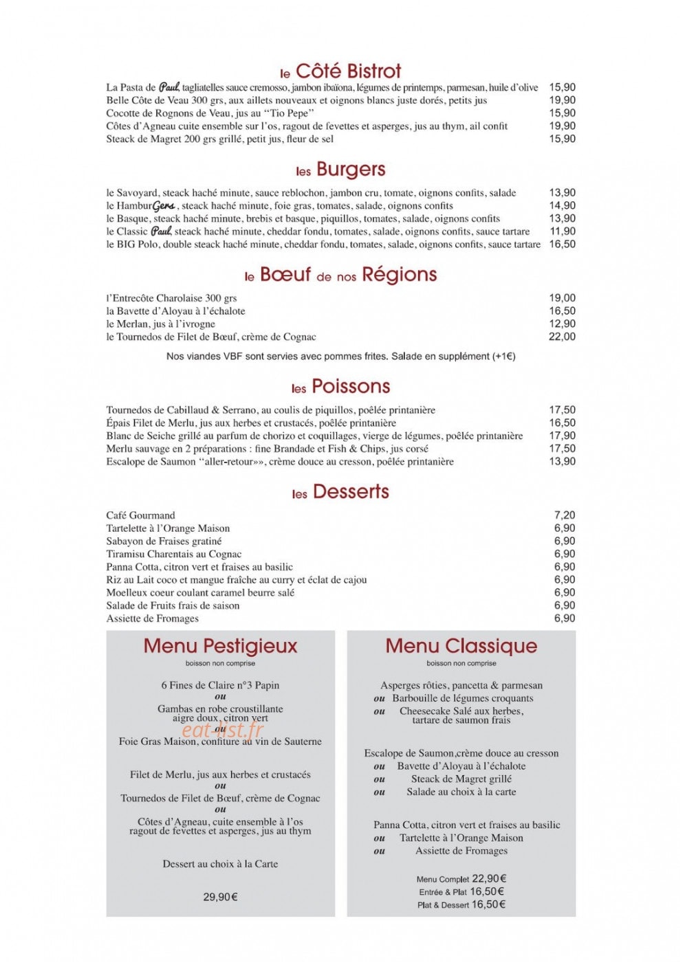 Chez paul — carte page 2