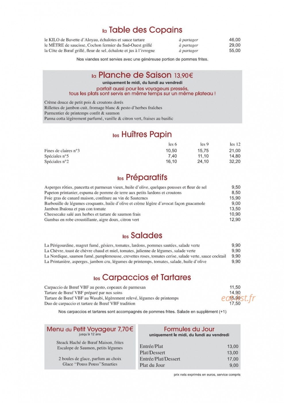 Chez paul — carte page 1