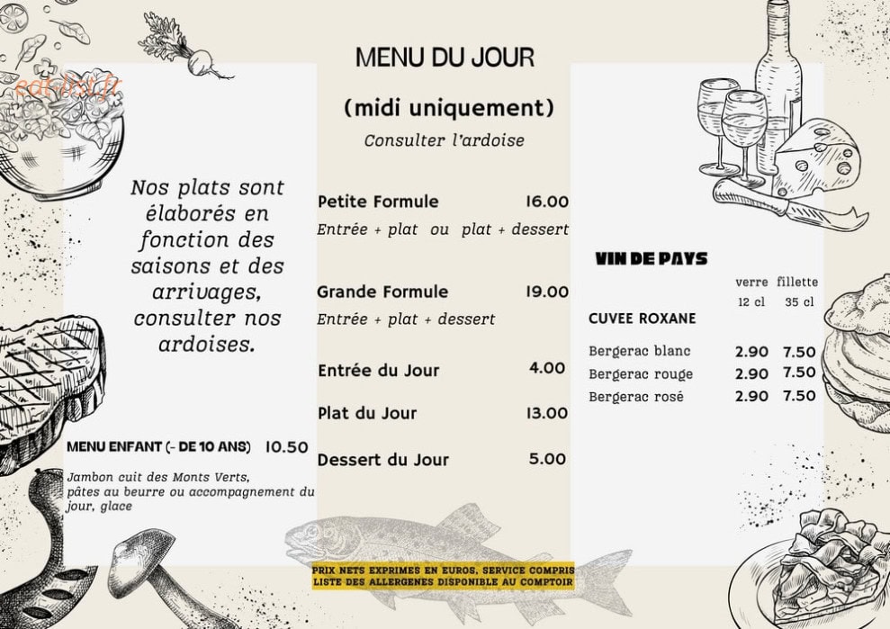 Chez Tata Angèle — carte page 1