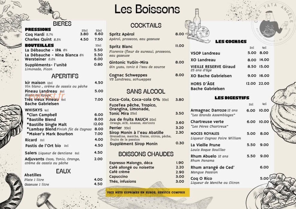 Chez Tata Angèle — carte page 3