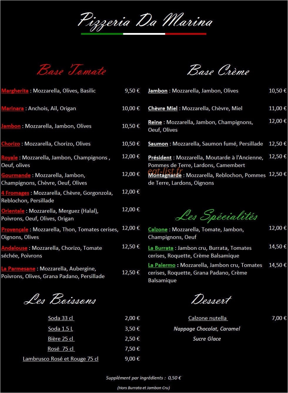 Da Marina — carte page 1
