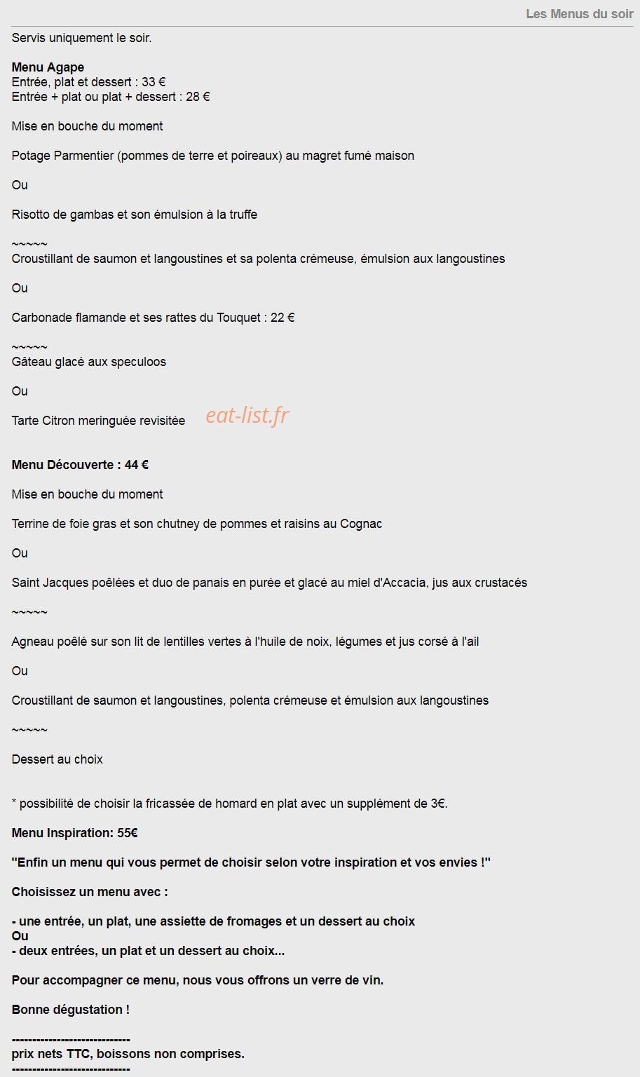 L'Agape — carte page 2