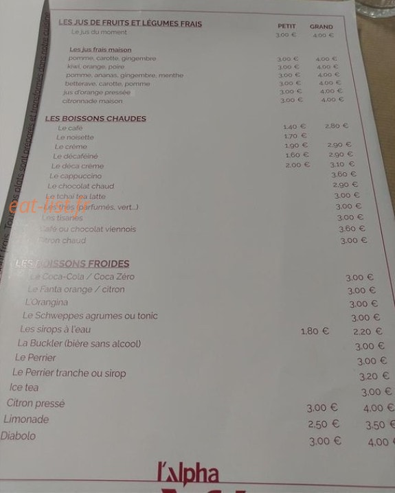 L'Alpha Café — carte page 2