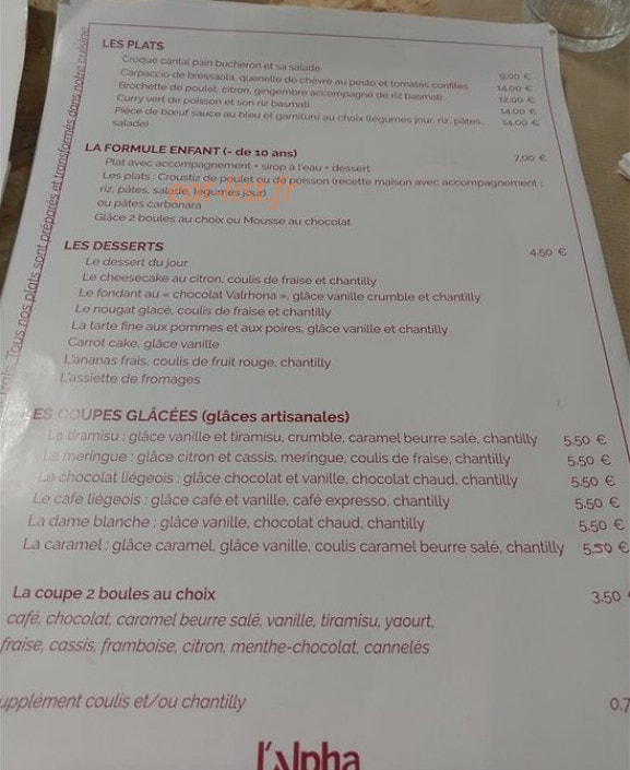 L'Alpha Café — carte page 5