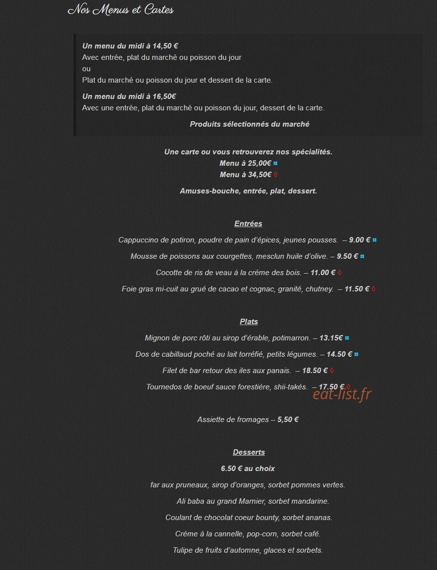 L'Art Des Mets — carte page 1