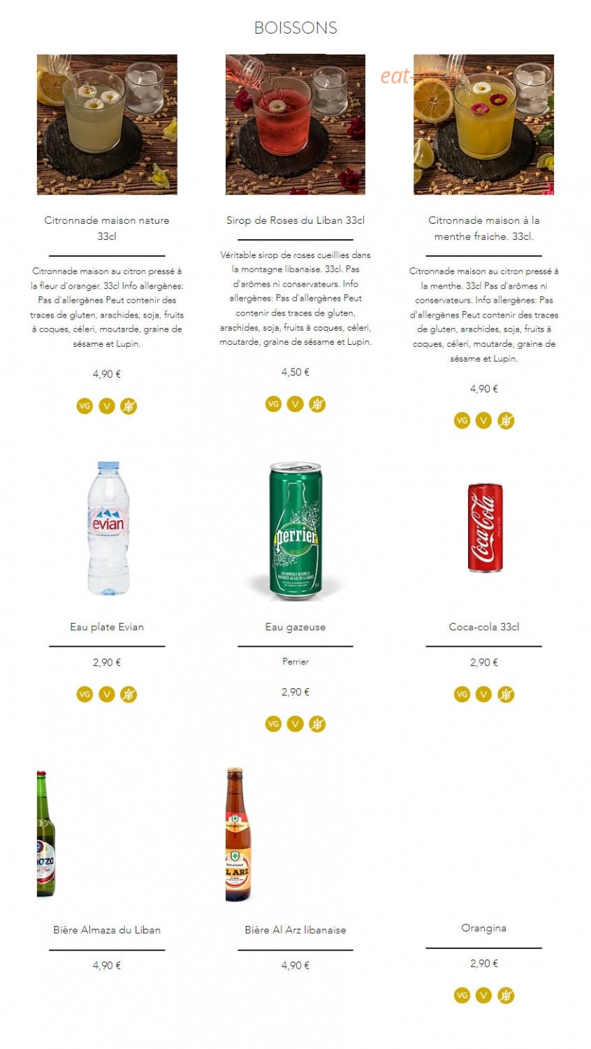 Les 7 Epices — carte page 8