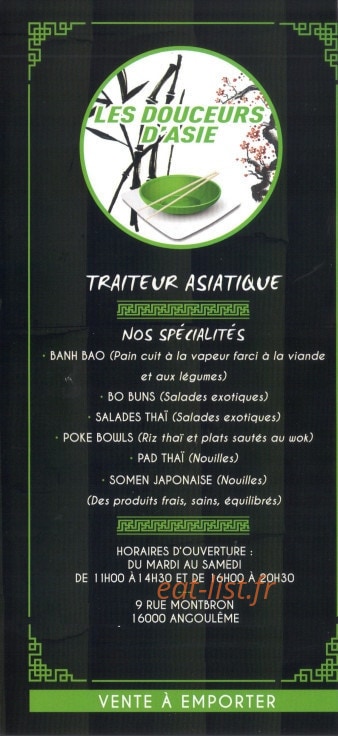 Les Douceurs d'Asie — carte page 1