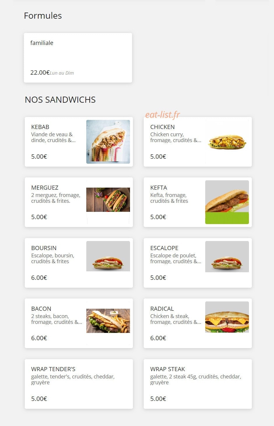 O'Kebab — carte page 1