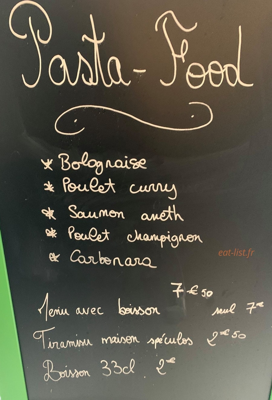 Pasta food — carte page 1