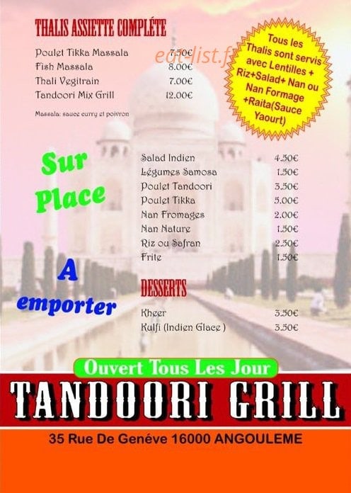 Tandoori grill — carte page 2