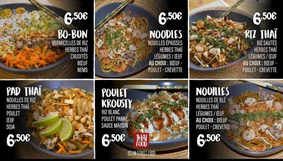 Thaï food — carte page 2