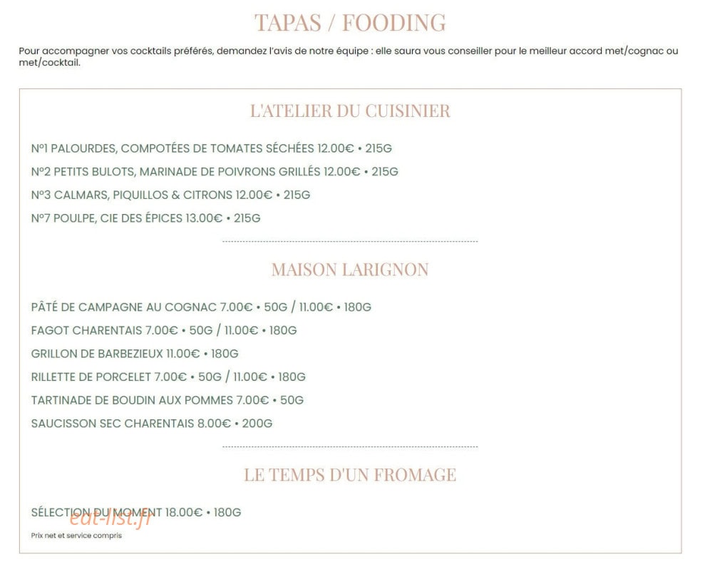 Bar Louise — carte page 1