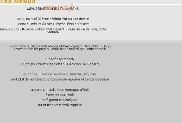 Bistrot De Claude — carte page 2