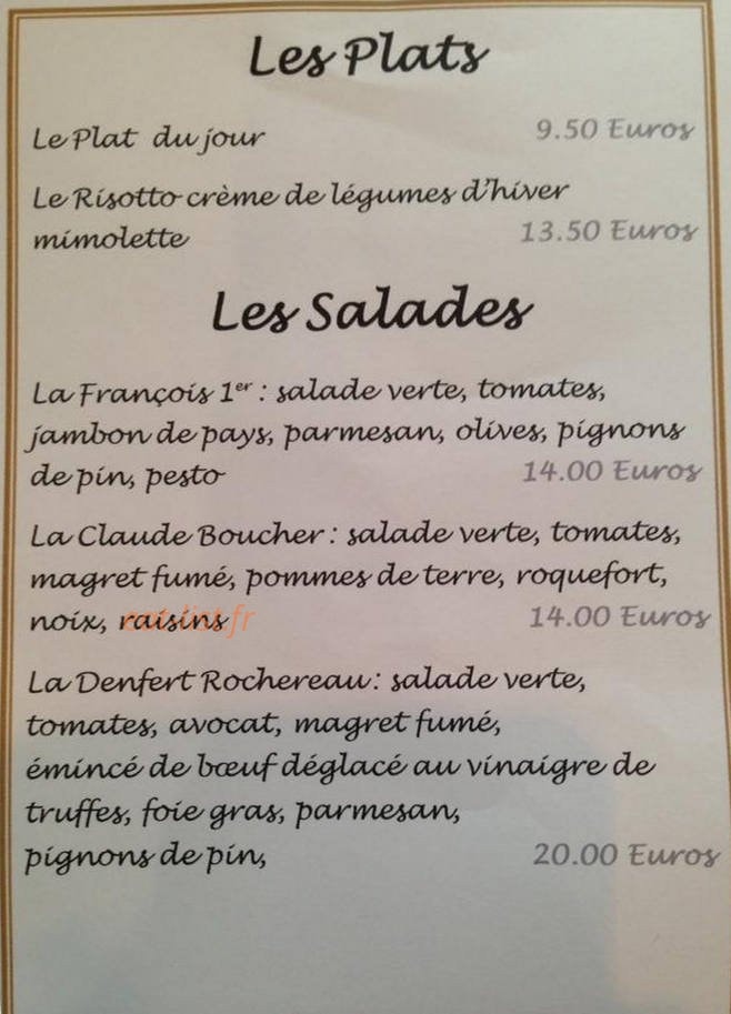 Chez Aristide — carte page 2