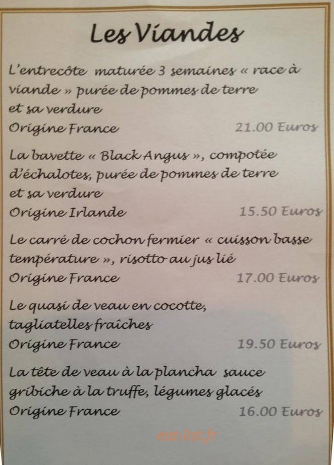 Chez Aristide — carte page 4