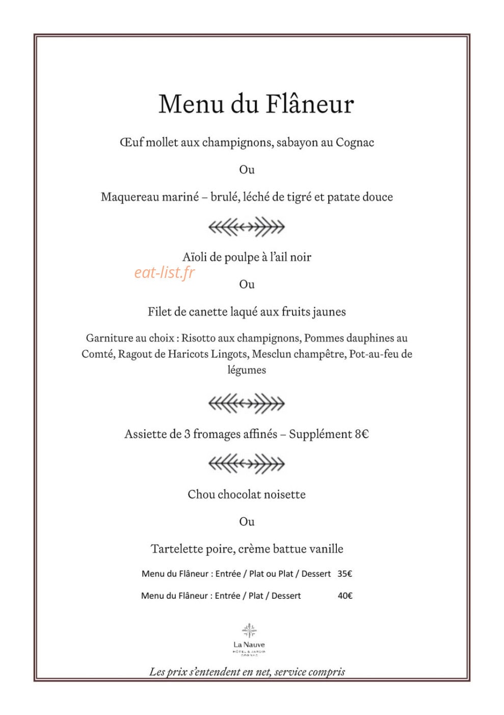 La Brasserie des Flâneurs — carte page 2