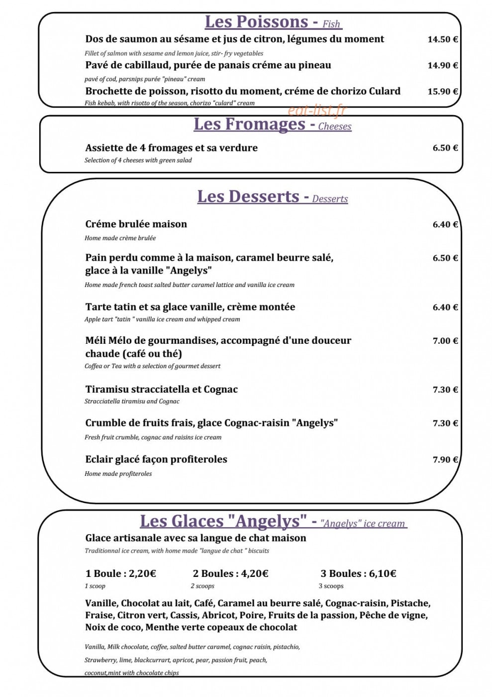 Le Coq D'or — carte page 7