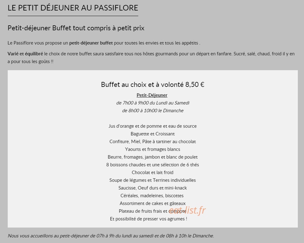 Le Passiflore — carte page 1