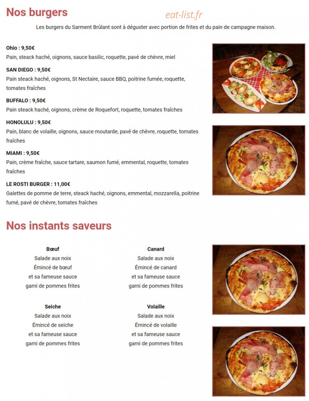 Le Sarment Brûlant — carte page 2