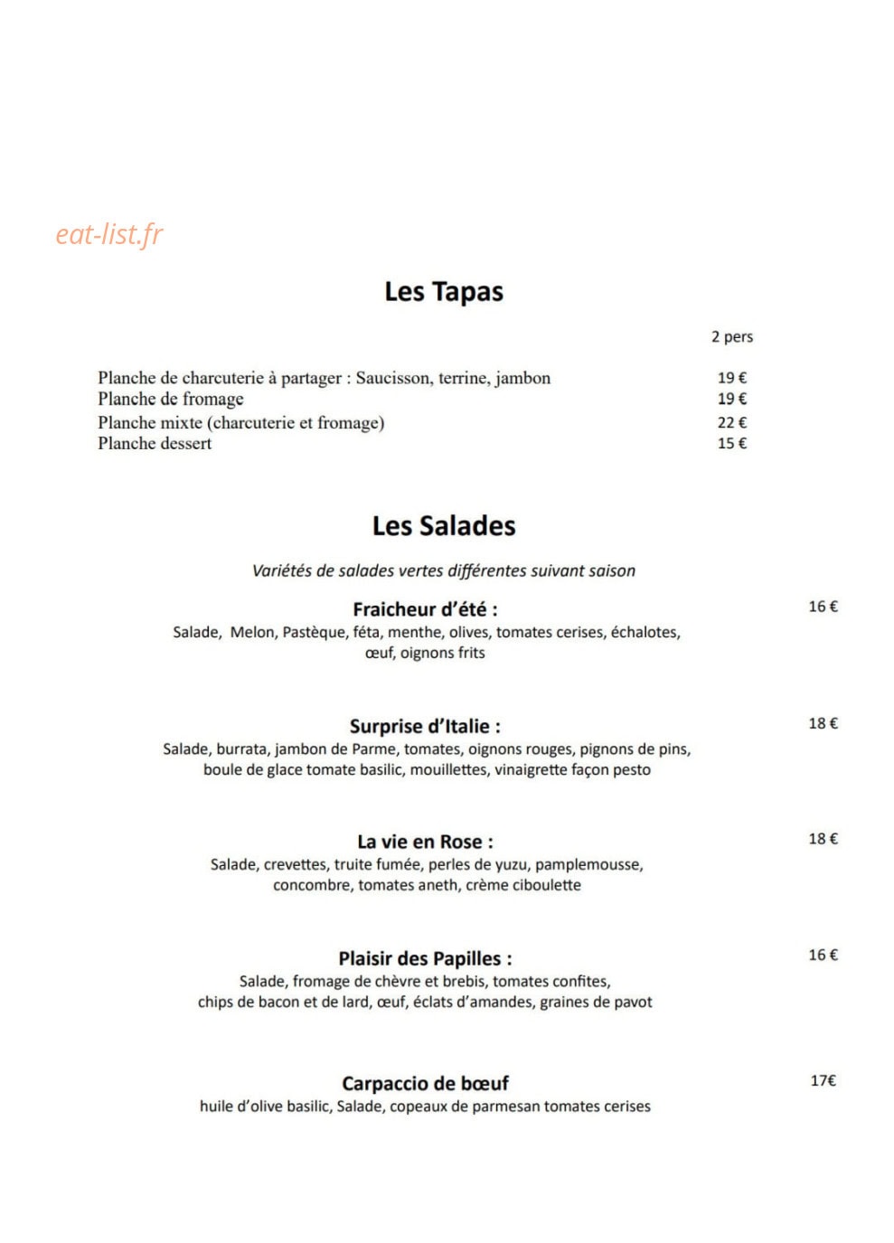 Les Copains d'Abord — carte page 1