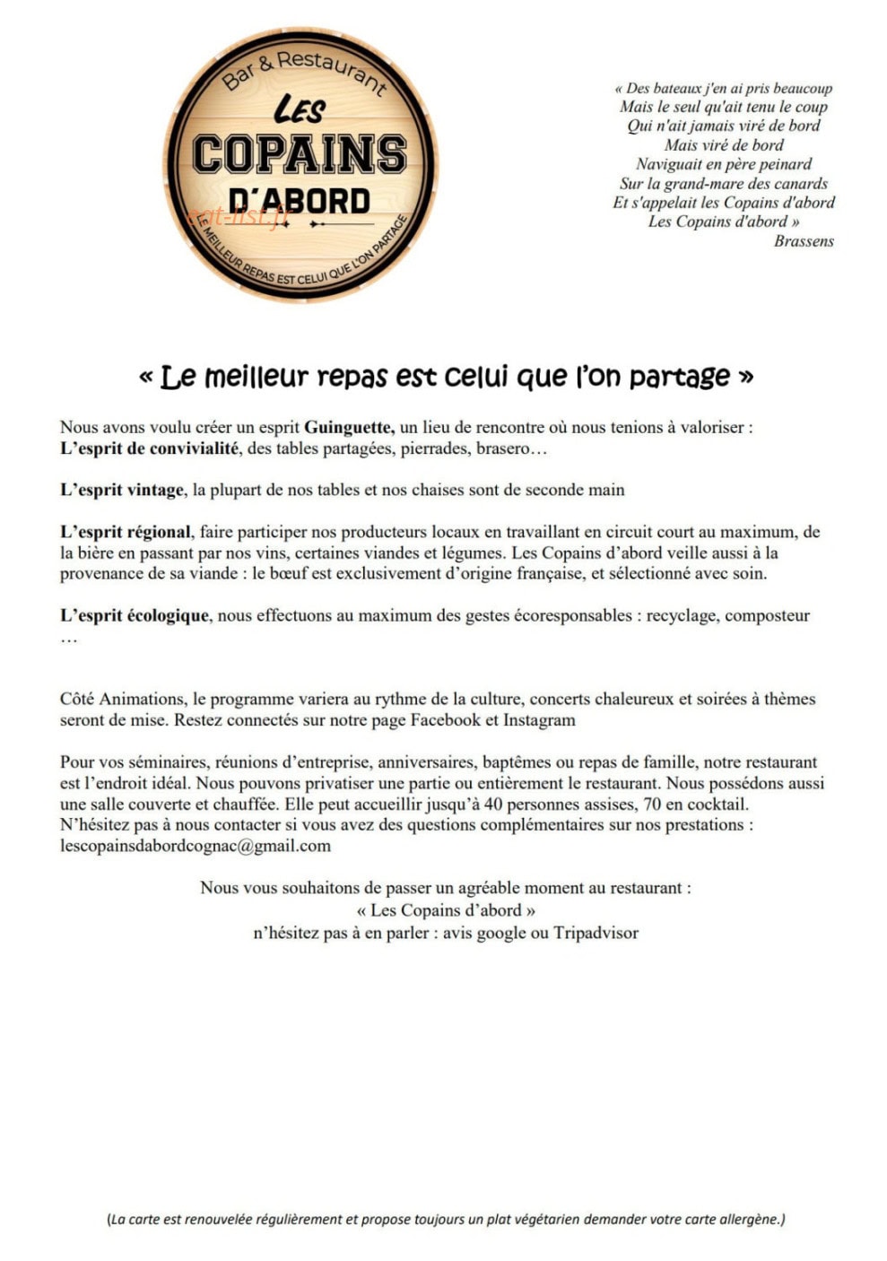 Les Copains d'Abord — carte page 5