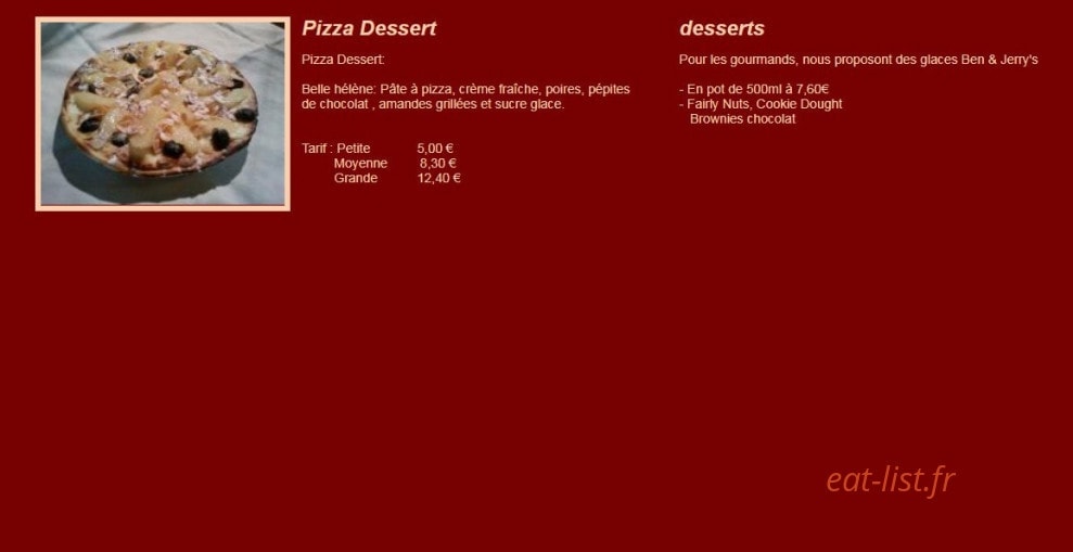 Pizza Bella — carte page 2