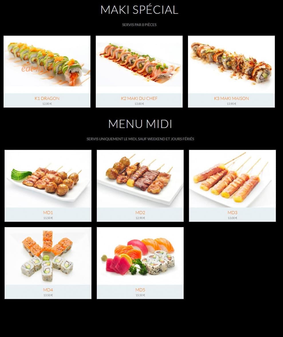 Sushi Neuf — carte page 1