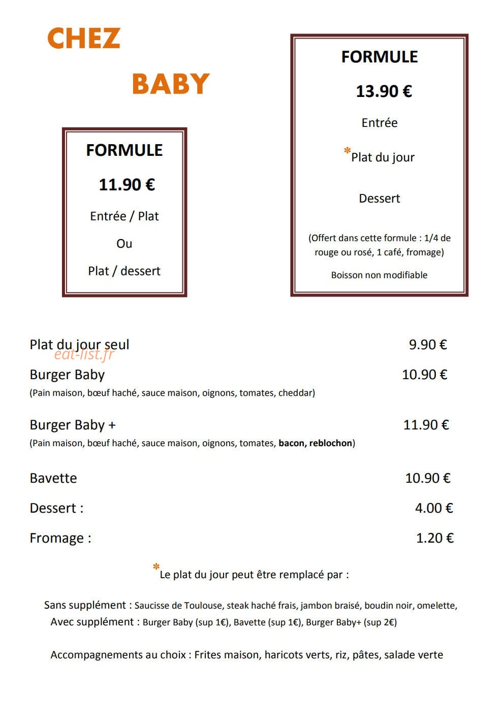 Chez baby — carte page 1