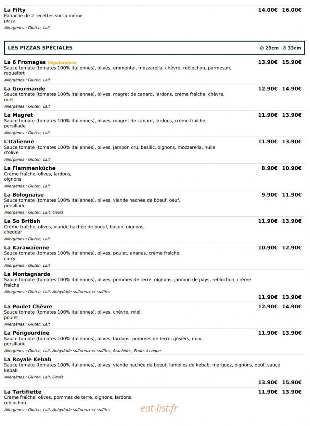 Le Kiosque à Pizzas — carte page 3