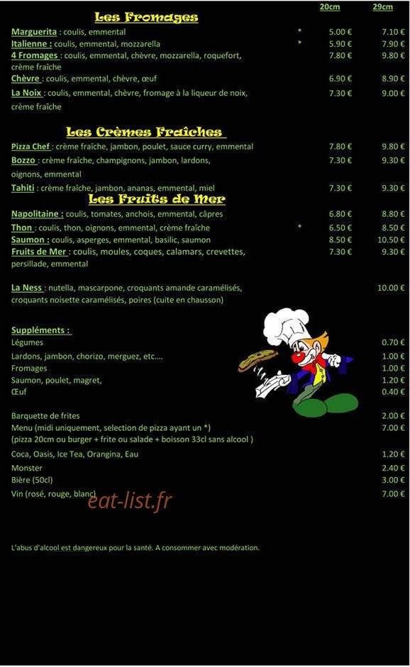 Pizza Chez Bozzo — carte page 2