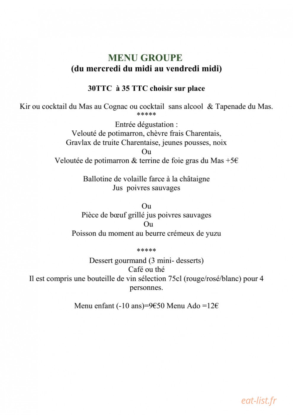 Le Mas Charentais — carte page 1