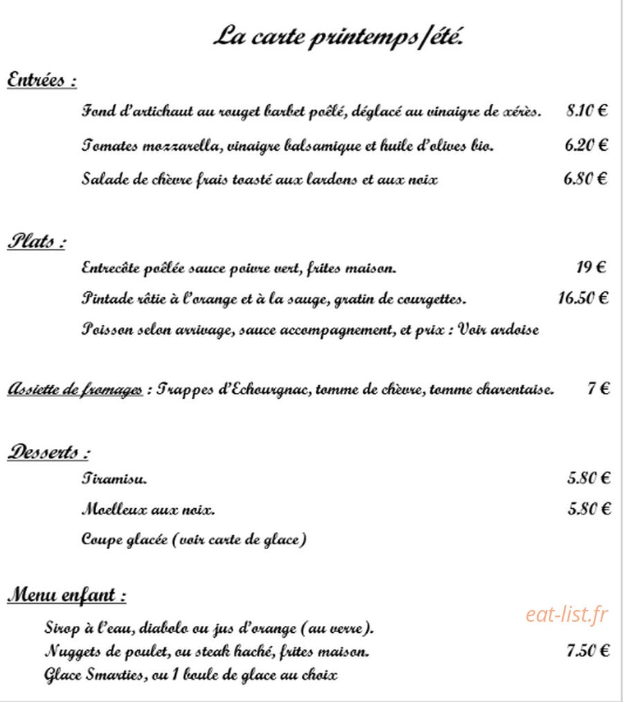 Aux 4 saisons — carte page 1