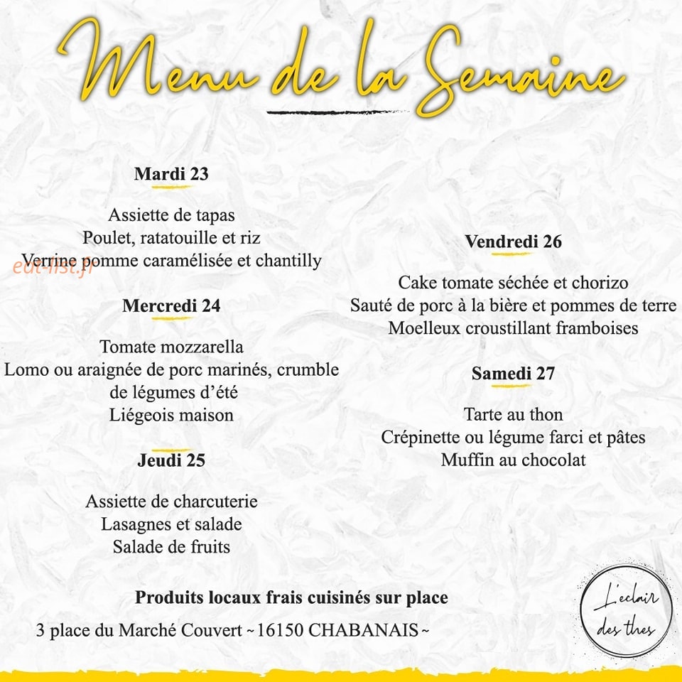 L'éclair des thés — carte page 1