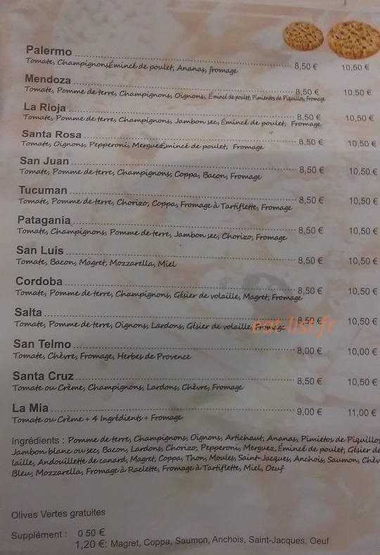 Les Saveur Latine — carte page 2