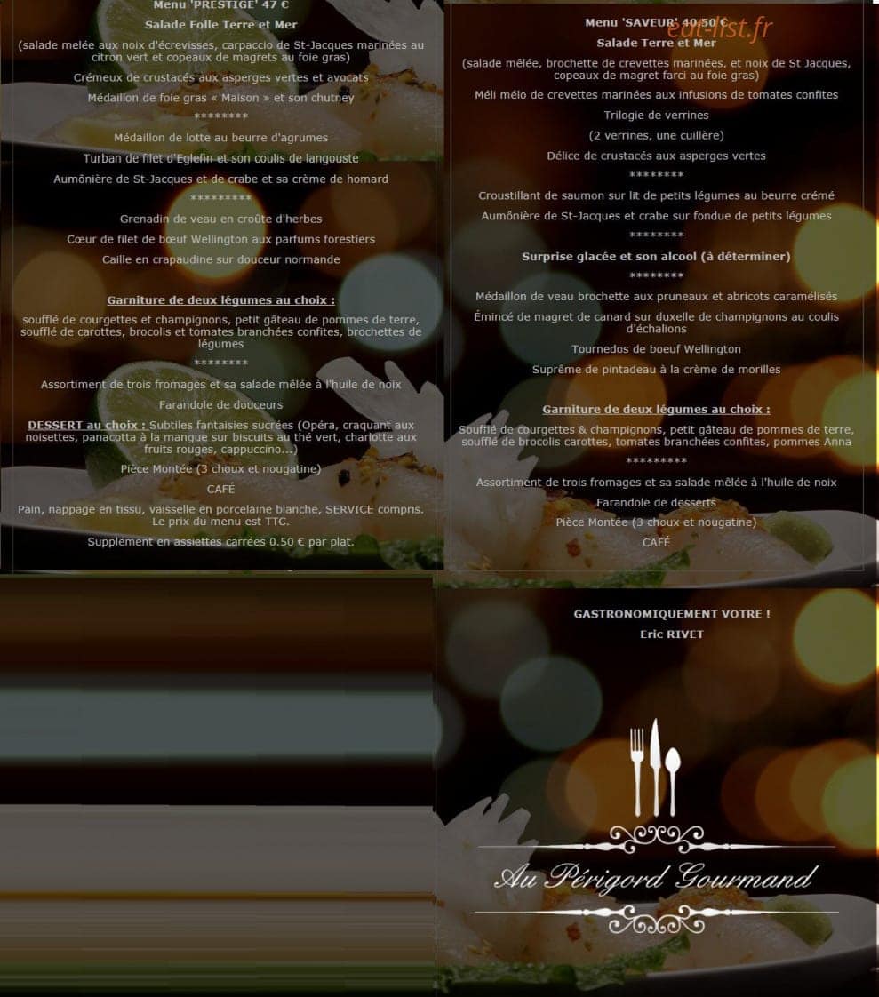 Au Perigord Gourmand — carte page 4
