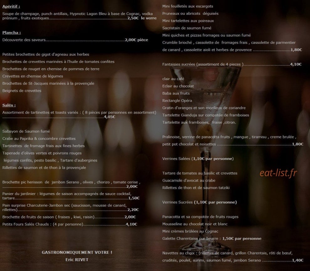 Au Perigord Gourmand — carte page 1