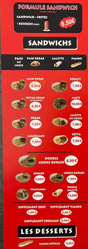 Soz kebab — carte page 1