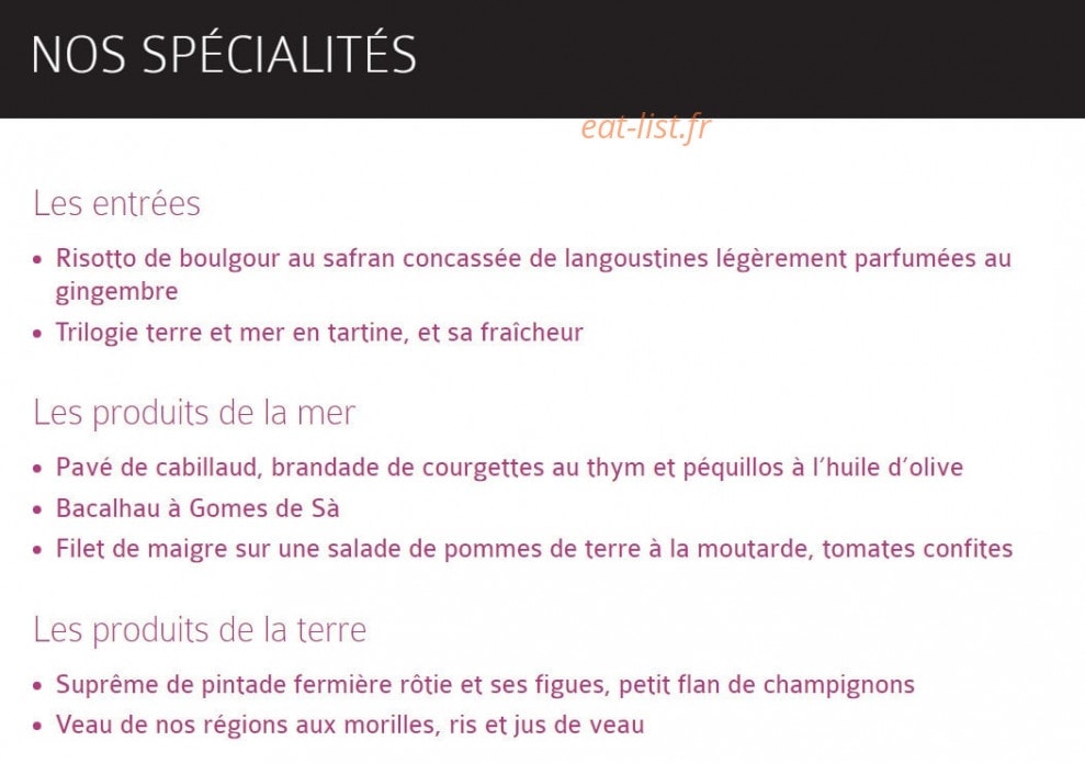 Auberge des fins bois — carte page 1