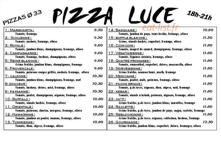 Pizza Luce à Mainxe - menu et photo